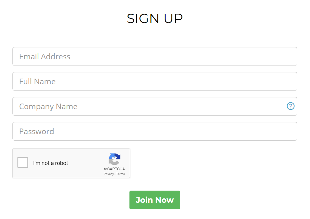 Sign up screenshot